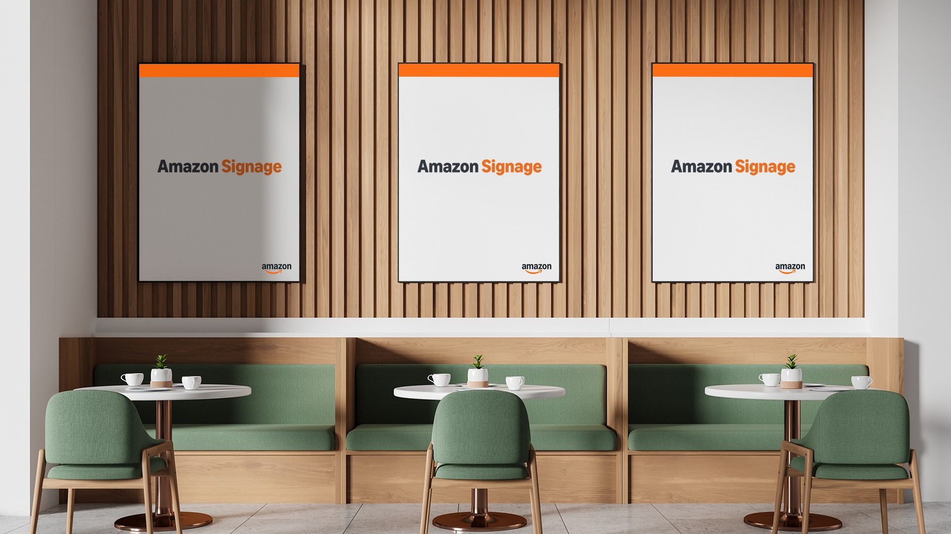 Amazon Signage Stick powering 4K digital displays in a modern business environment